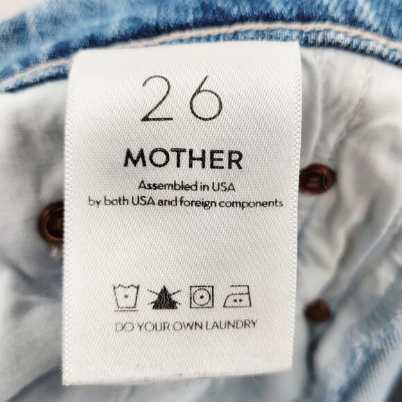 MOTHER SUPERIOR The Tomcat Ankle Blue Button Fly Jeans Women’s Sz 26 Made in USA - Picture 9 of 10